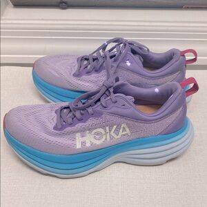 Hoka Bondi 8 Running Shoes Chalk Violet Pastel